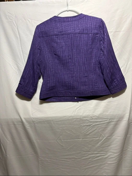 Ruby Rd. Deep Purple Textured Button-Front Jacket - Picture 10 of 10